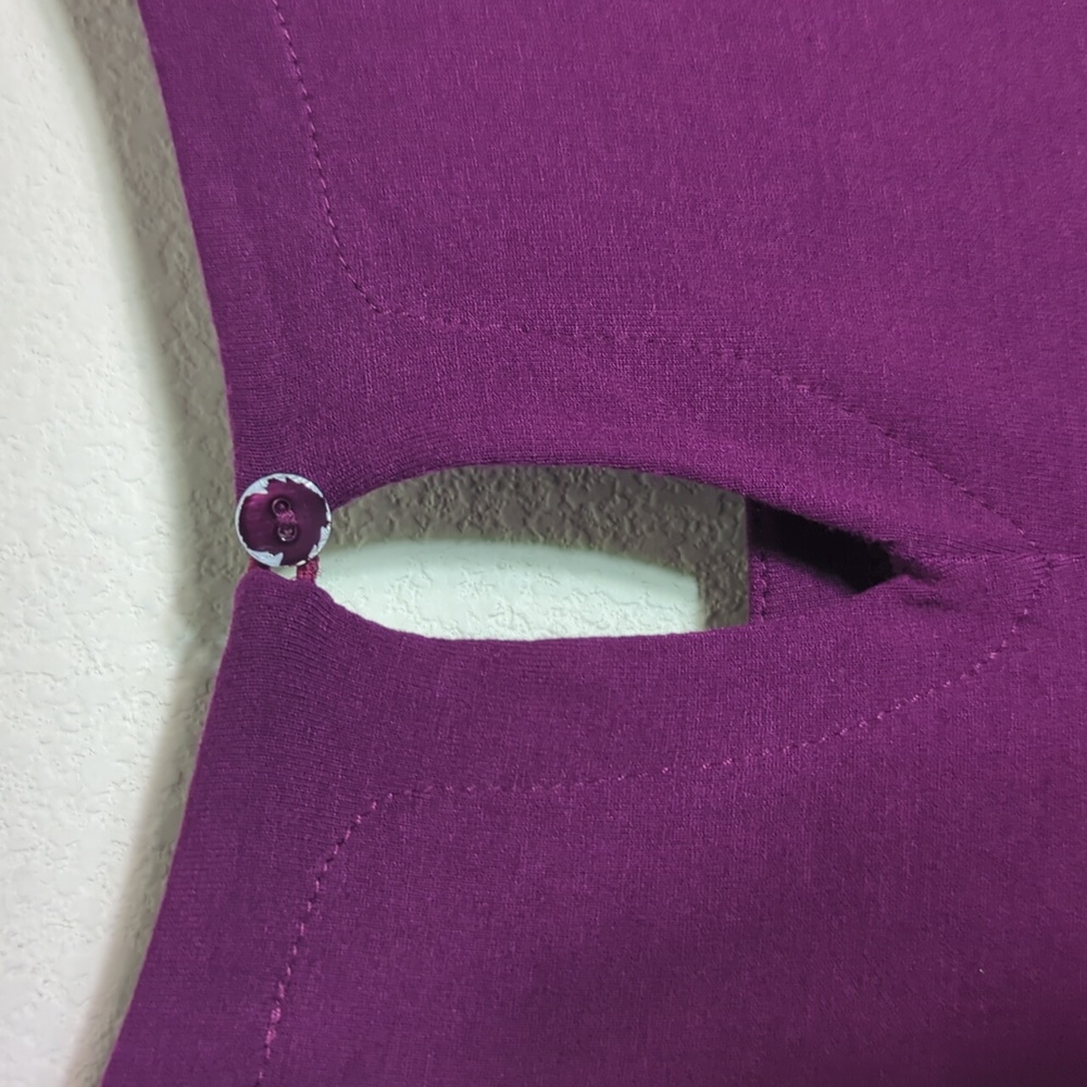 Eileen Fisher Womens Dress Viscose Short Sleeve Keyhole Quiet Luxury Purple XL - Picture 8 of 8
